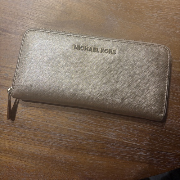 Michael Kors Handbags - Michael Kors Metallic Gold Zip-Around Wallet
